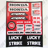 Наклейки: HONDA, CBR, NGK, MICHELIN, TEAM HONDA LUCKY STRIKE, LUCKY STRIKE(18х22)