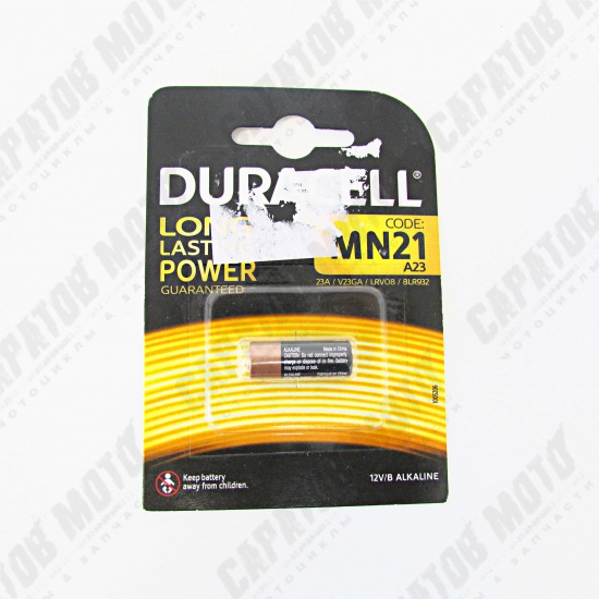Батарейка щелочная 12В MN21 33мА DURACELL A23/K23A/LVR08 MN21 - 1