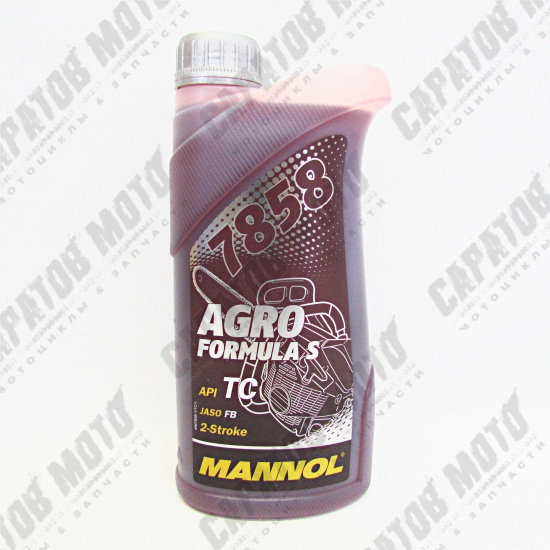 Масло моторное MANNOL 7858 2-Tact Agro Formula S, синтетическое для сельхоз техники (красное), 1л - 1