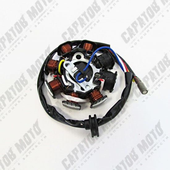 Статор генератора 139QMB 50см3 8 катушек (2 индукц. катушки) фишка 2 конт.+2 провода, TMMP - 1
