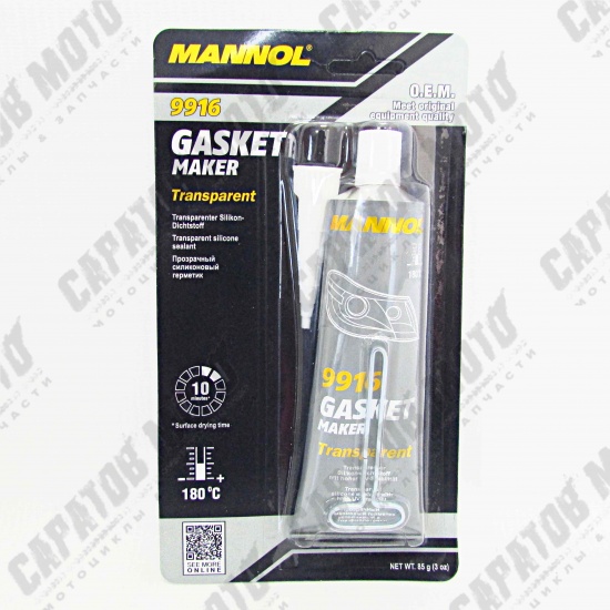Герметик прокладка силиконовый прозрачный MANNOL 9916 Gasket Maker Transparent (-40с до +200с), 85г - 1